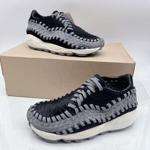 Nike Air Footscape Woven Women's Platform Sneakers Shoes Black Grey US 5.5
